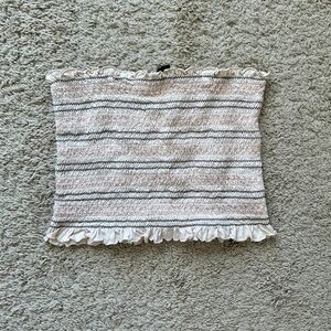 American Eagle Striped Ruffle Tube Top